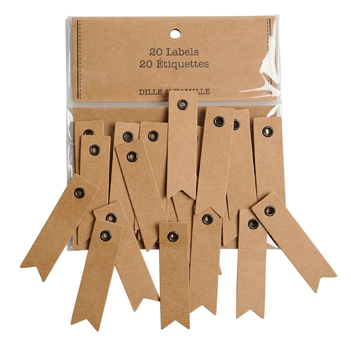 Labeltjes, kraft, klein, 20 stuks