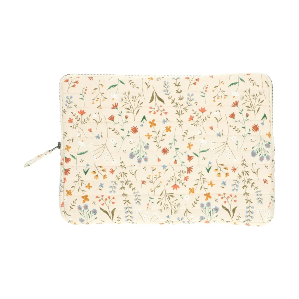 Laptophoes, katoen, veldbloemen, 13 inch