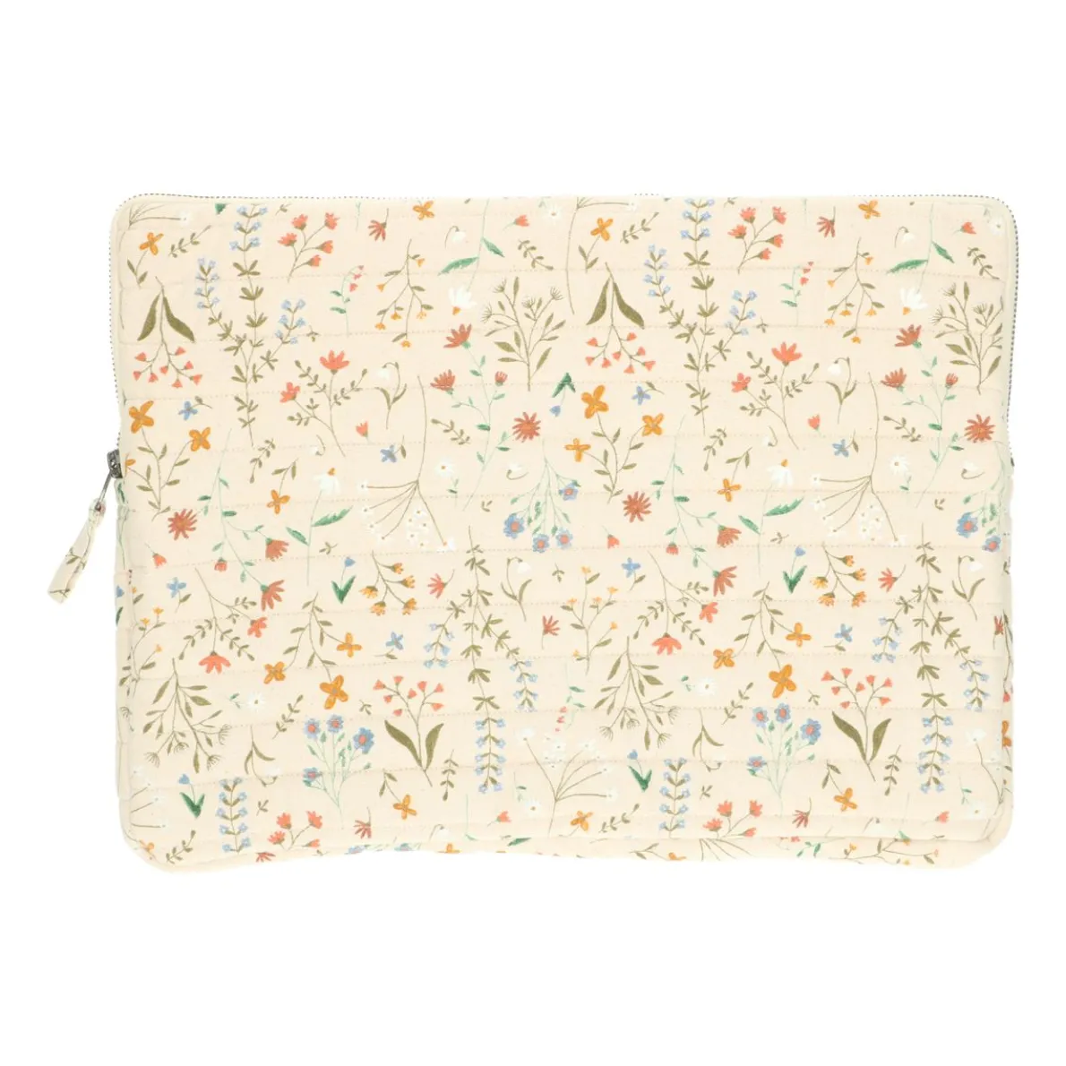 Laptophoes, katoen, veldbloemen, 16 inch