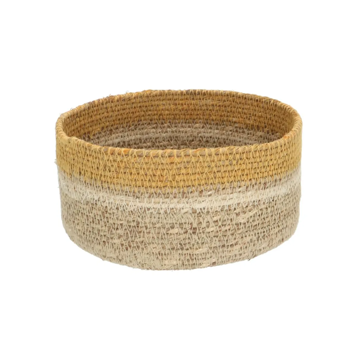 Mandje naturel, zeegras, geel, Ø15 cm