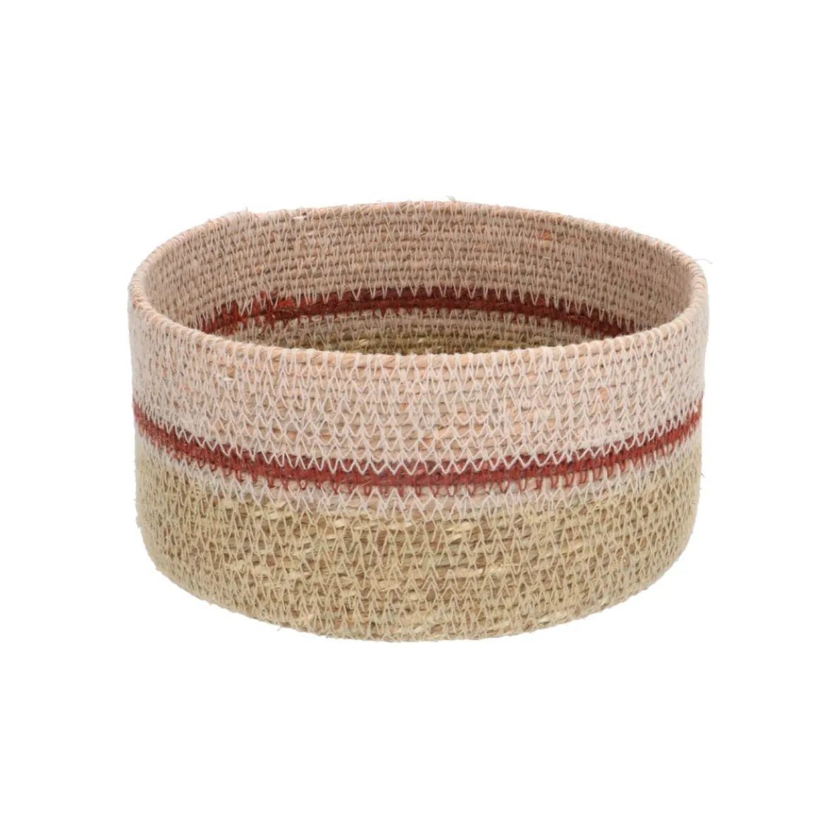 Mandje naturel, zeegras, roze, Ø16 cm