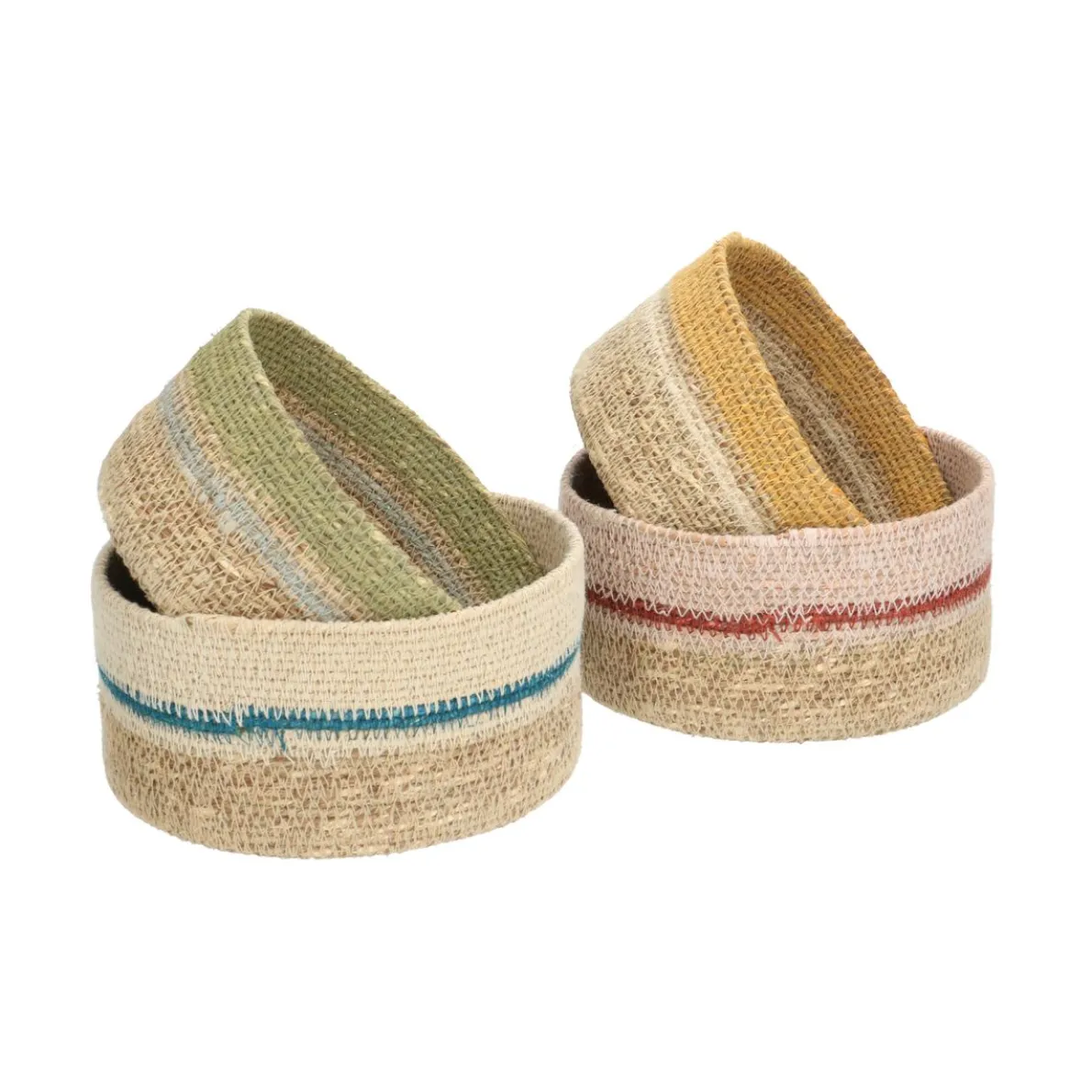 Mandje naturel, zeegras, roze, Ø16 cm