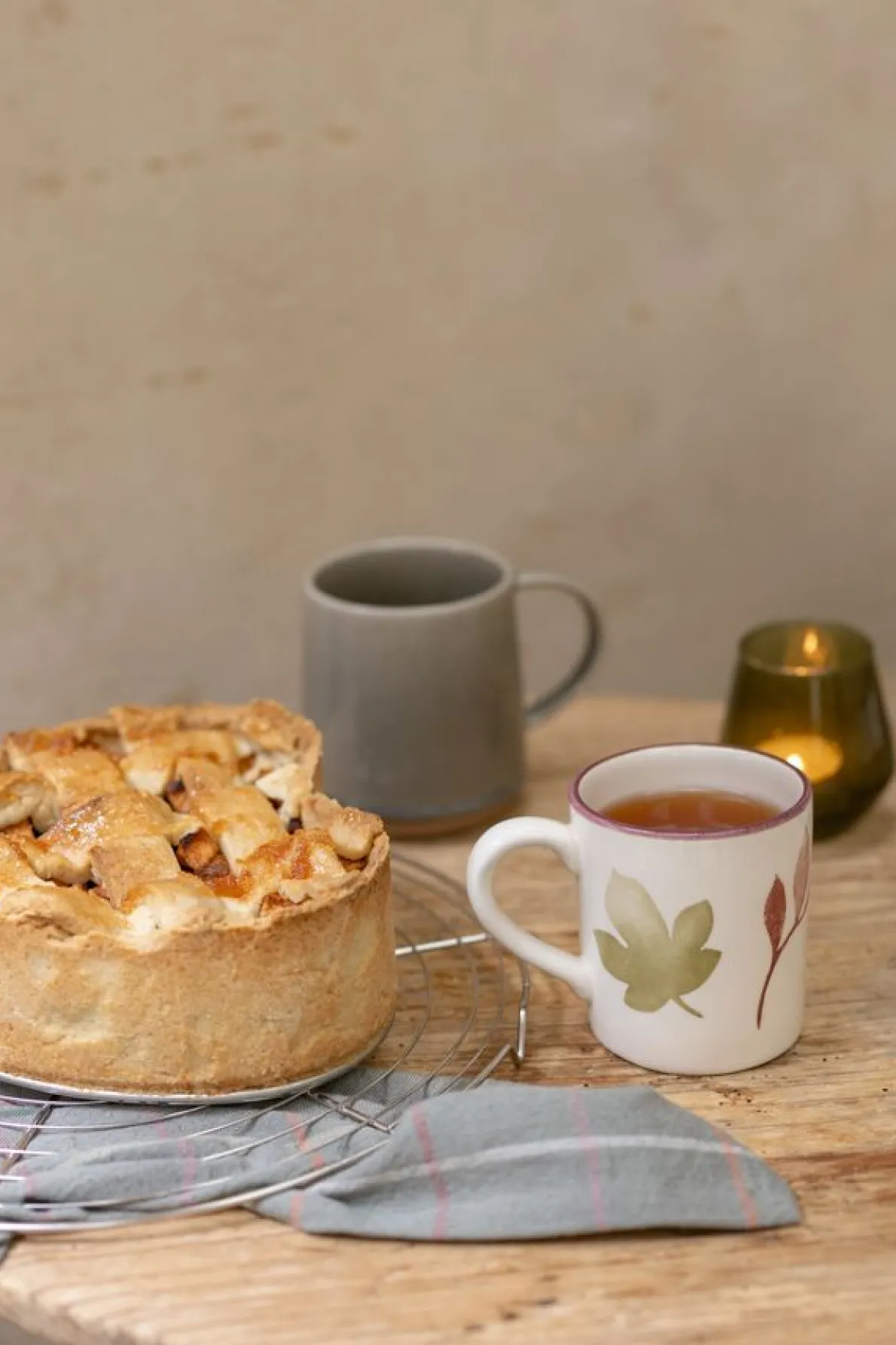 Mok, aardewerk, bladeren, 300 ml