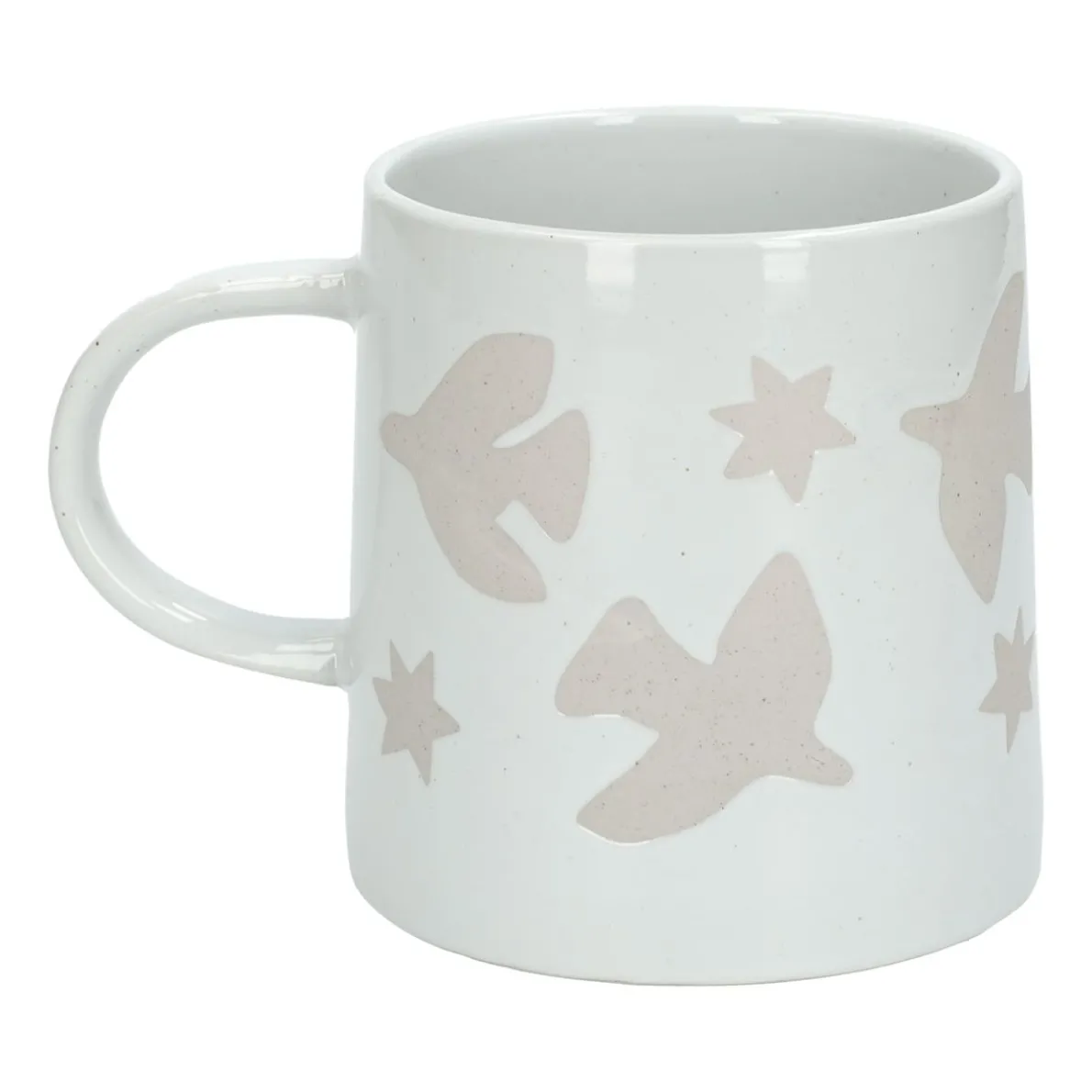 Mok met vredesduifjes, steengoed, Ø9 X 9,5 cm