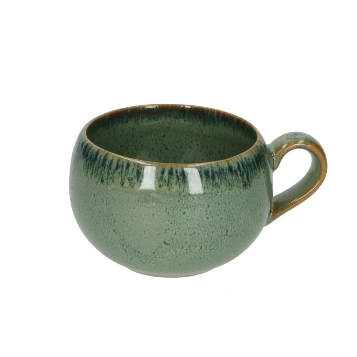 Mok rond reactieve glazuur, steengoed, groen, Ø 9 cm