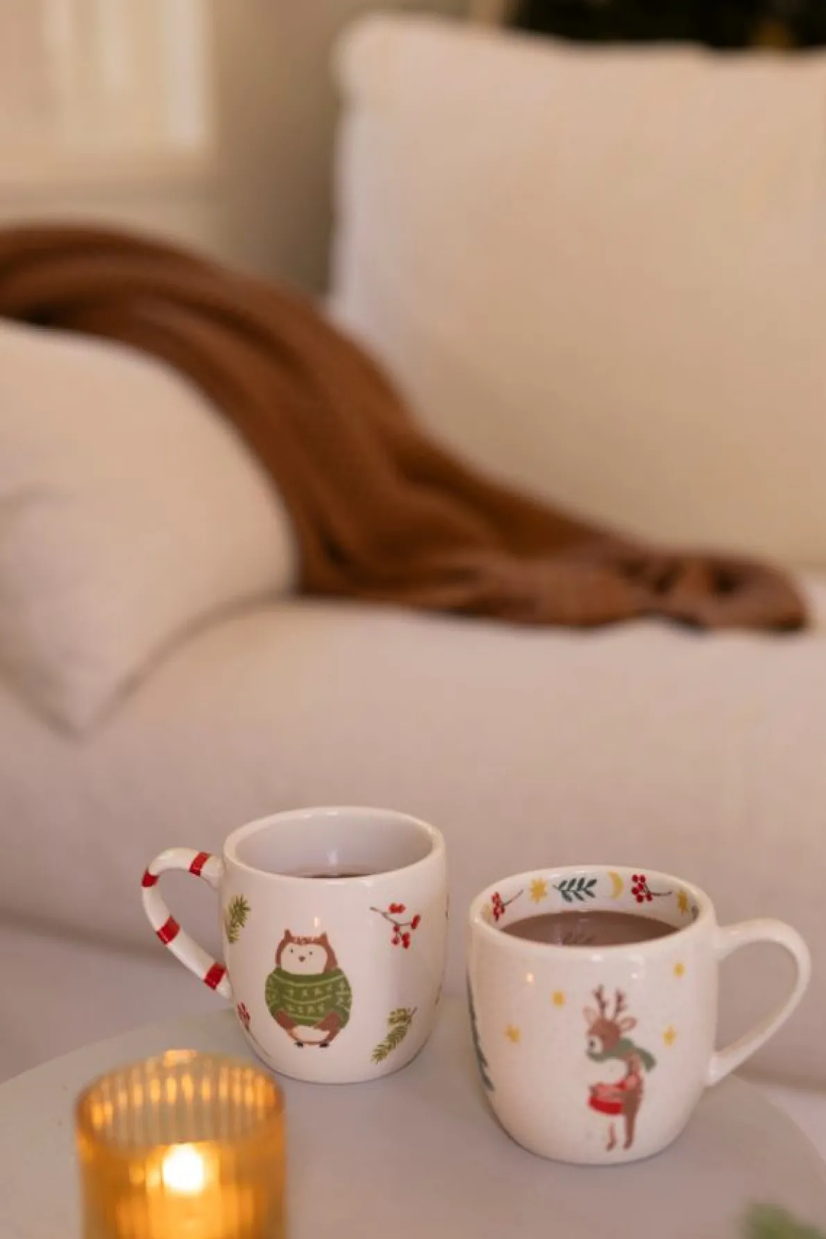 Mok, steengoed, dieren die knuffelen, Ø9 cm