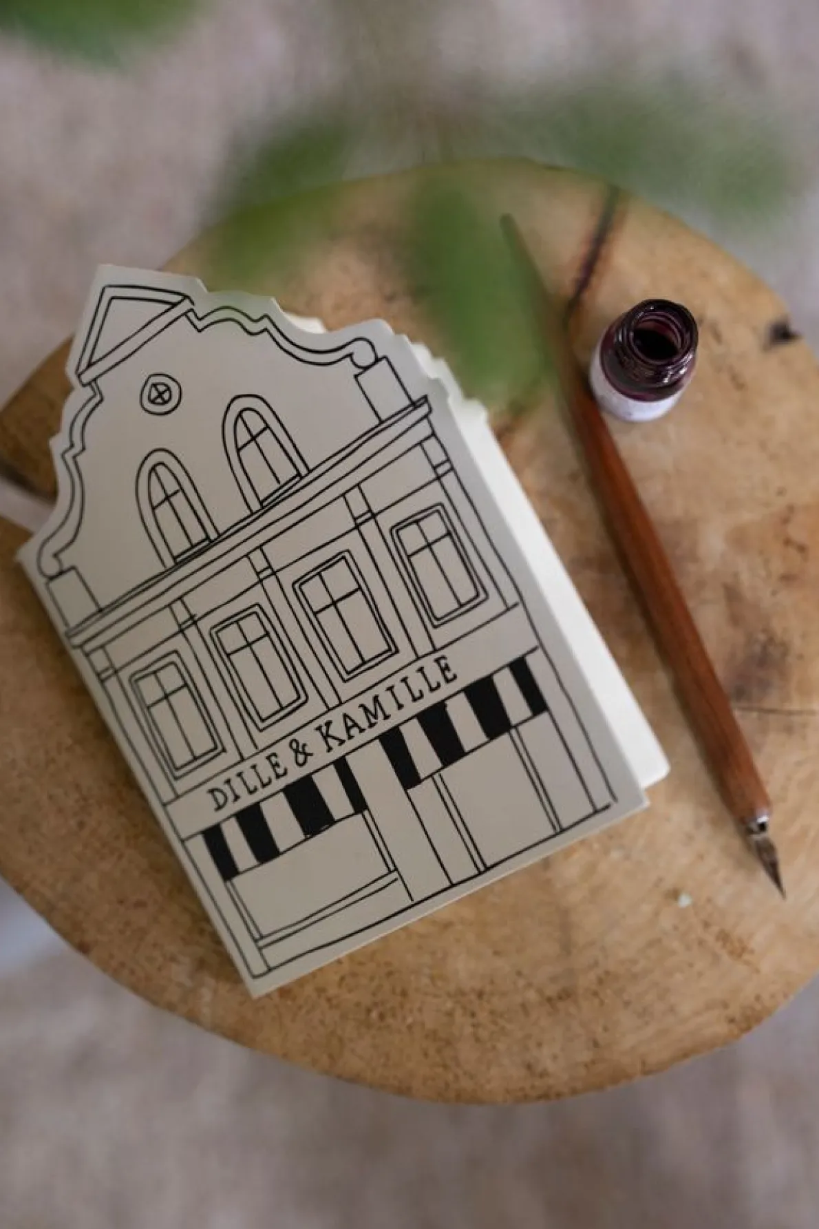 Notitieblok, papier, silhouet geveltje, 20 x 15 cm