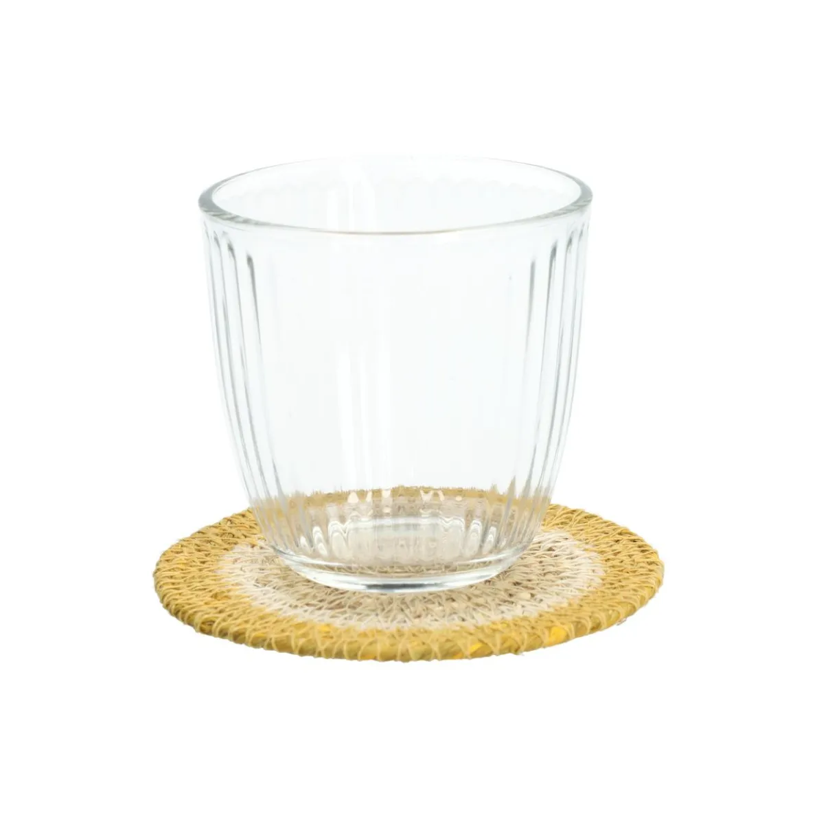 Onderzetter naturel, zeegras, gele rand, set van 4