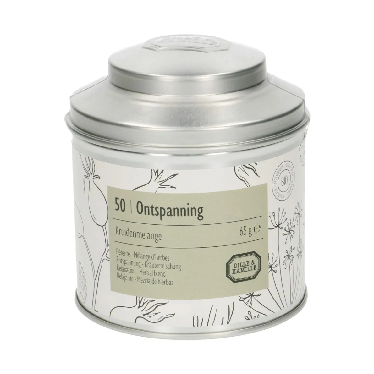 Ontspanning, biologisch, kruidenmelange, blik, 65 gram