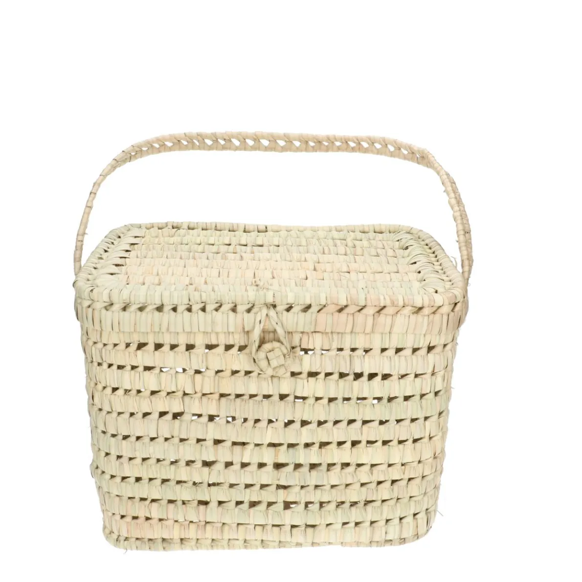 Picknickmand met deksel, palmblad, 27 x 37 x 28 cm