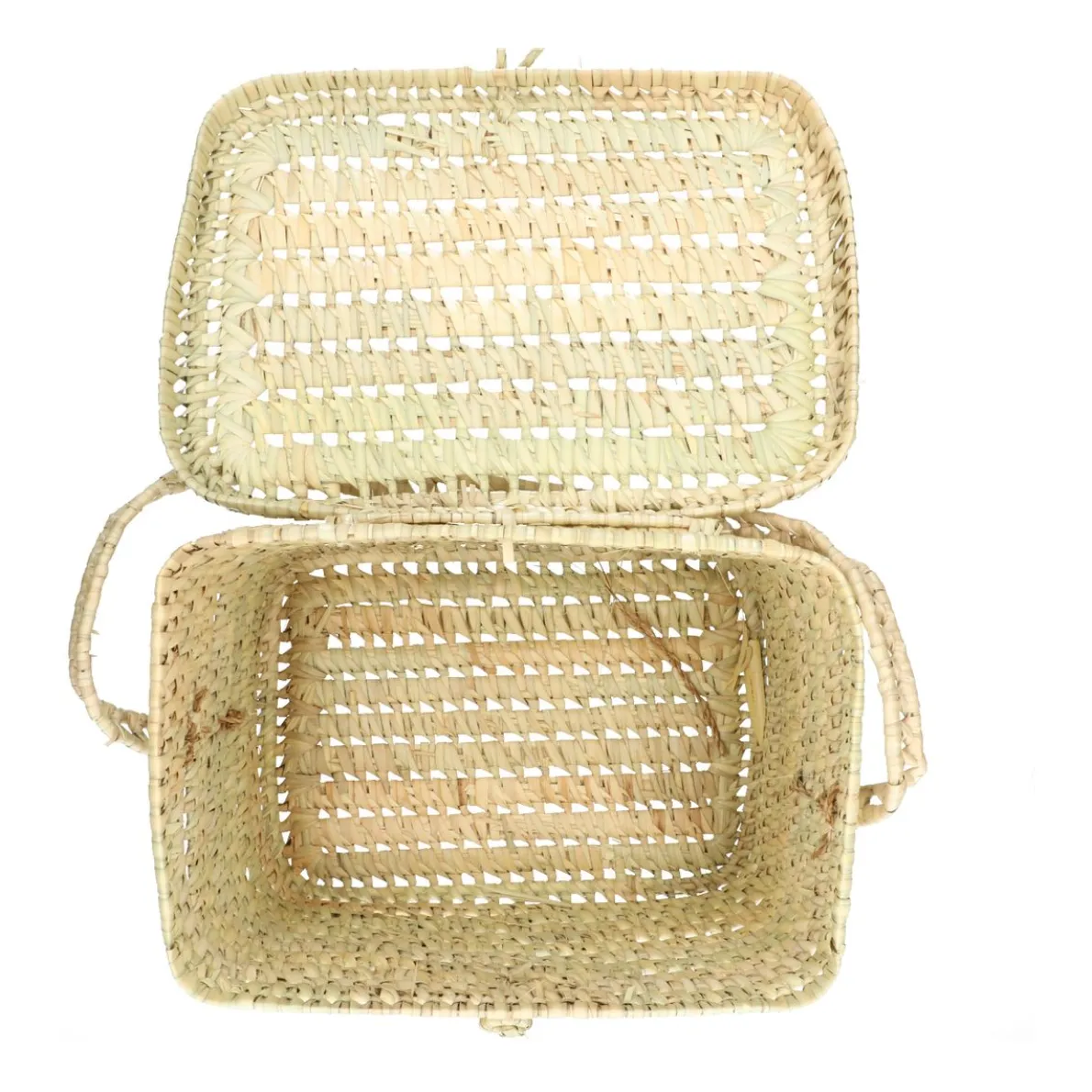 Picknickmand met deksel, palmblad, 27 x 37 x 28 cm