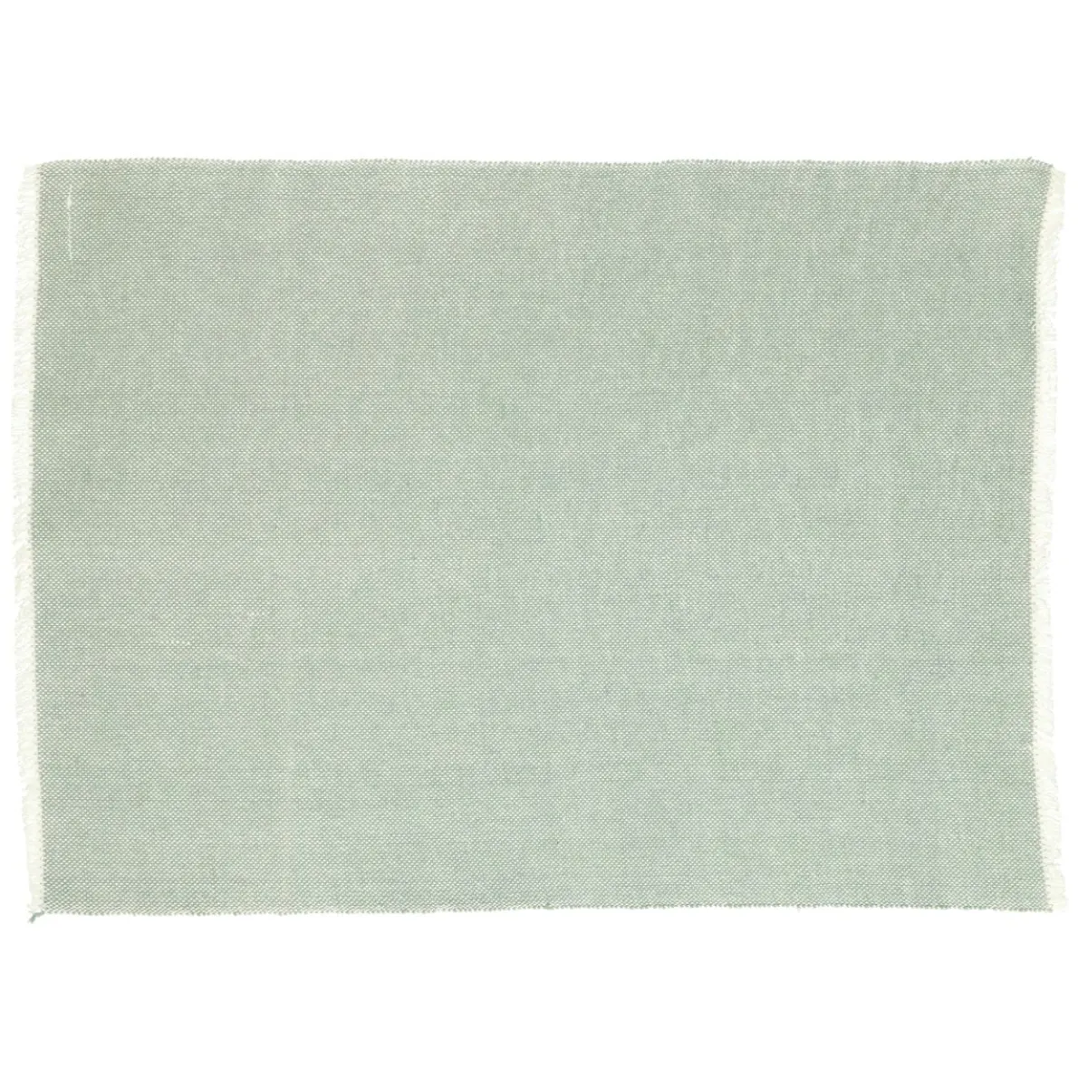 Placemat franjes, GOTS bio-katoen, groengrijs, 35 x 50 cm