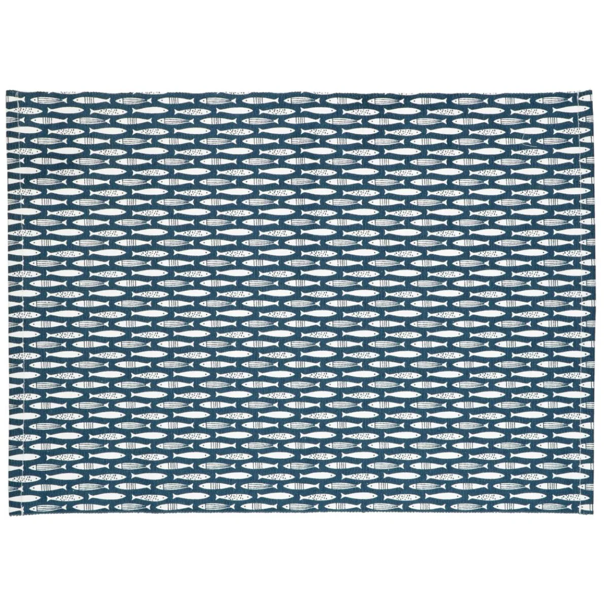 Placemat geribbeld, GOTS bio-katoen, vissen, 35 x 50 cm