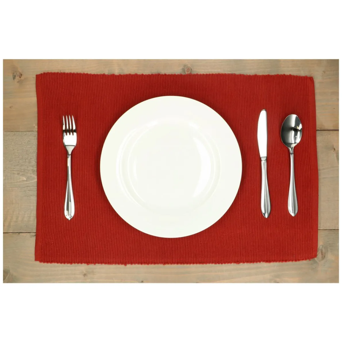 Placemat geribbeld, GOTS bio-katoen, bordeaux rood, 35 x 50 cm