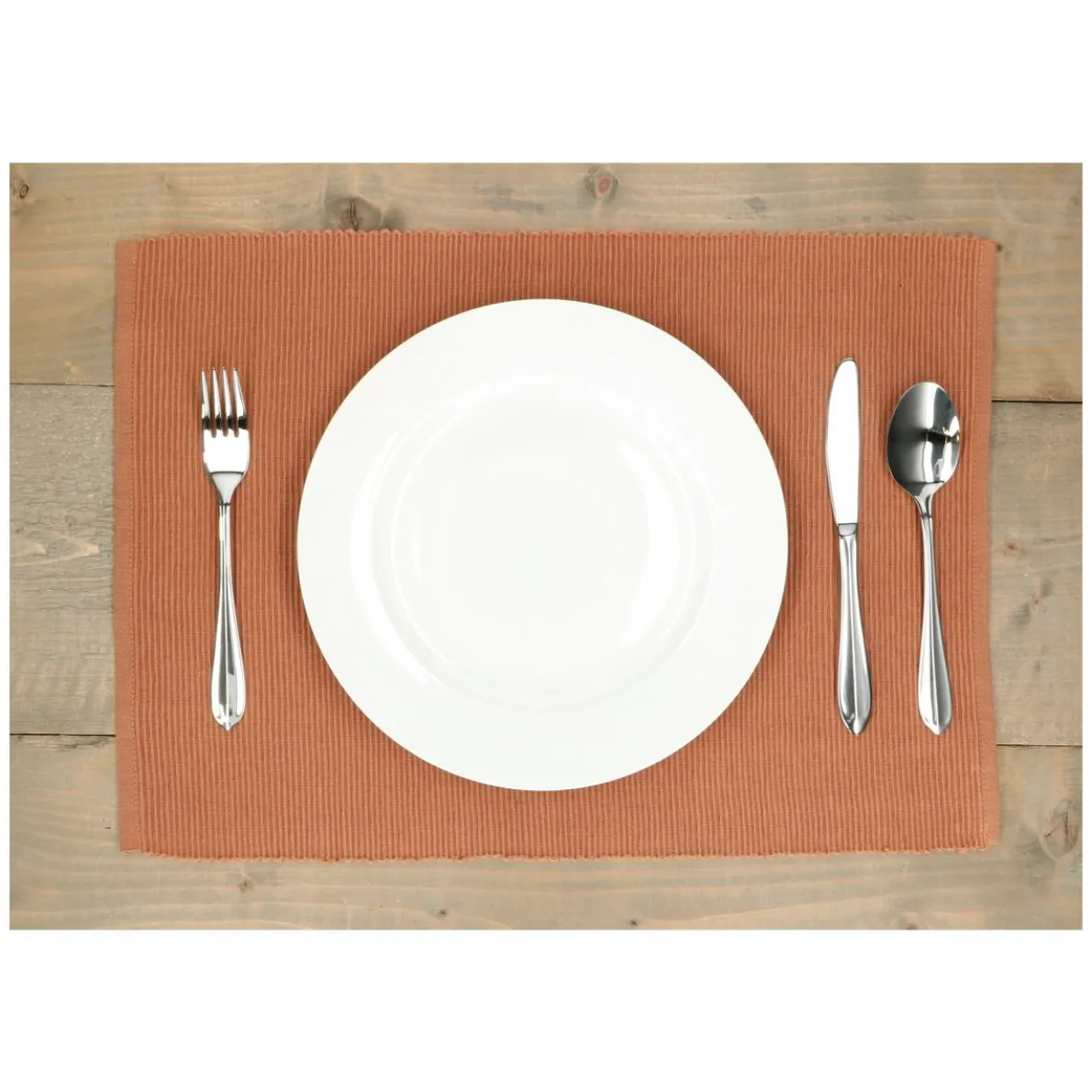 Placemat geribbeld, GOTS bio-katoen, bruin, 35 x 50 cm