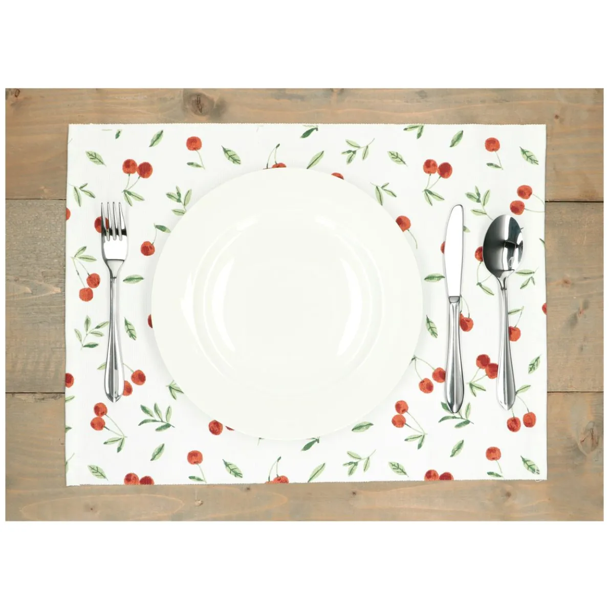 Placemat geribbeld, GOTS bio-katoen, kersen, 35 x 50 cm
