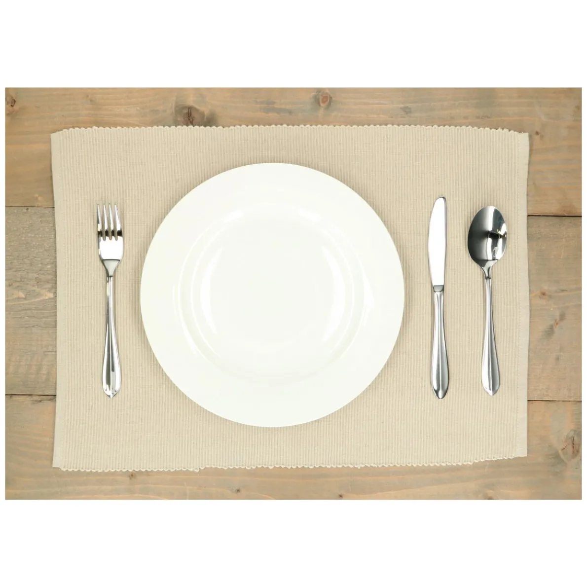 Placemat geribbeld, GOTS bio-katoen, zandgrijs, 35 x 50 cm