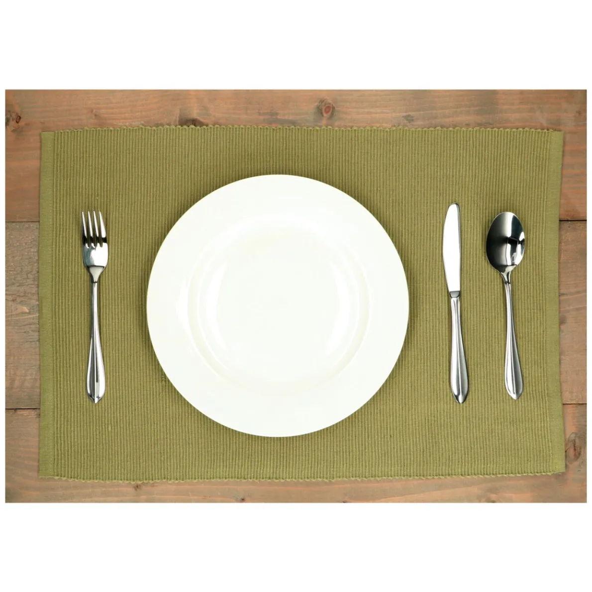 Placemat geribbeld, GOTS bio-katoen, saliegroen, 35 x 50 cm