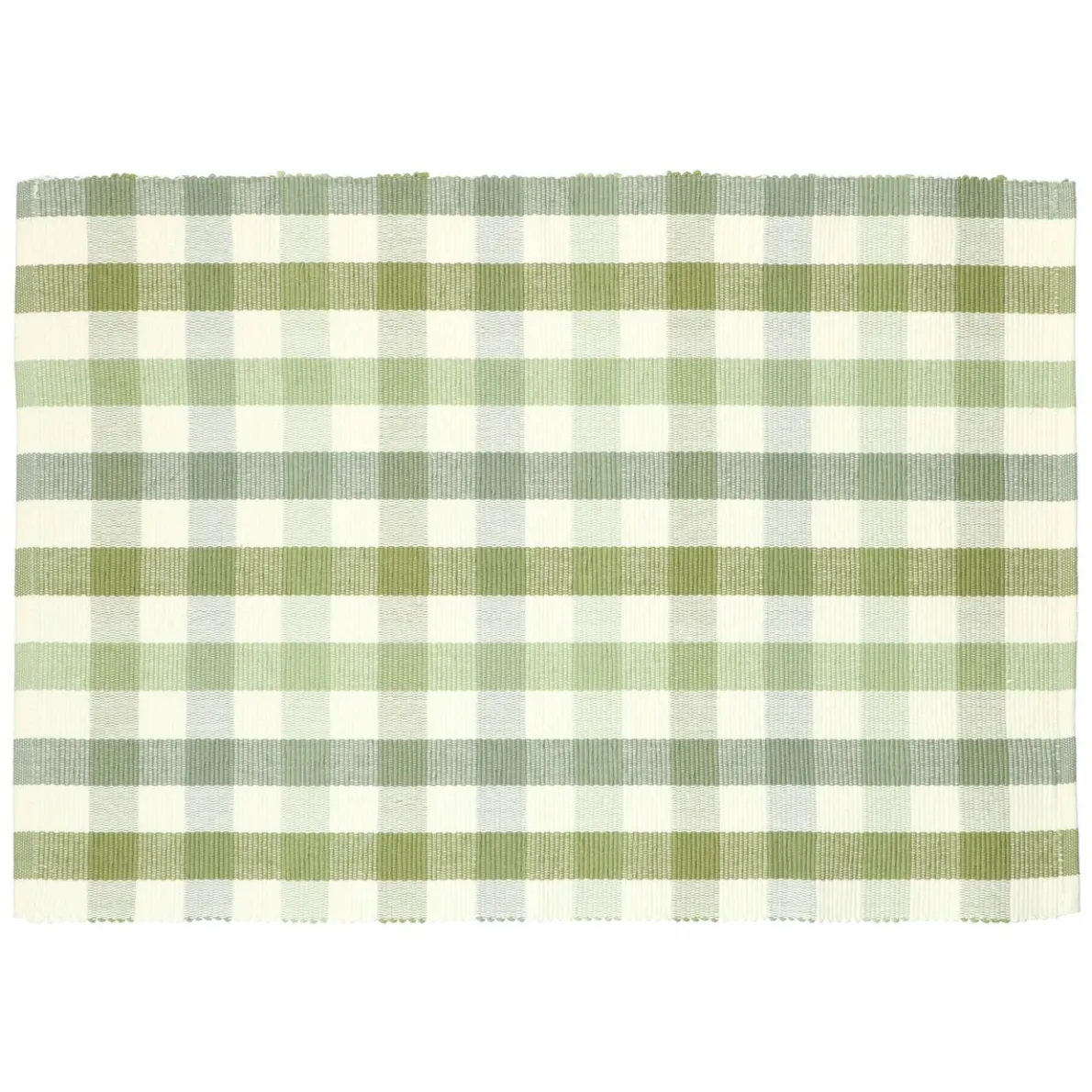 Placemat geribbeld, GOTS bio-katoen, groen, geruit, 35 x 50 cm
