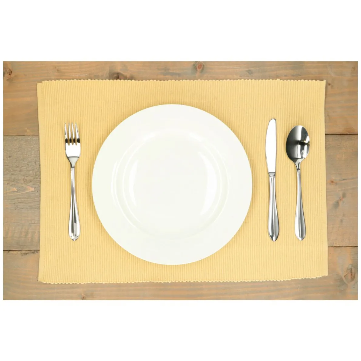Placemat geribbeld, GOTS bio-katoen, korengeel, 35 x 50 cm