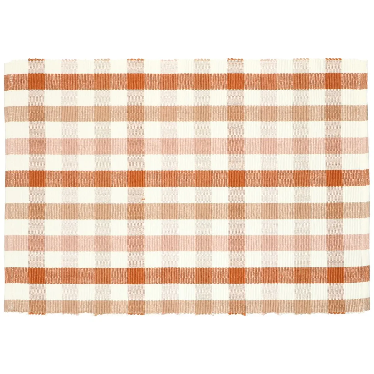 Placemat geribbeld, GOTS bio-katoen, roze, geruit, 35 x 50 cm