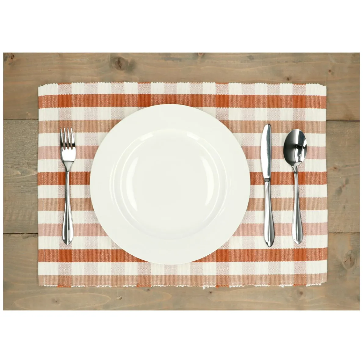 Placemat geribbeld, GOTS bio-katoen, roze, geruit, 35 x 50 cm