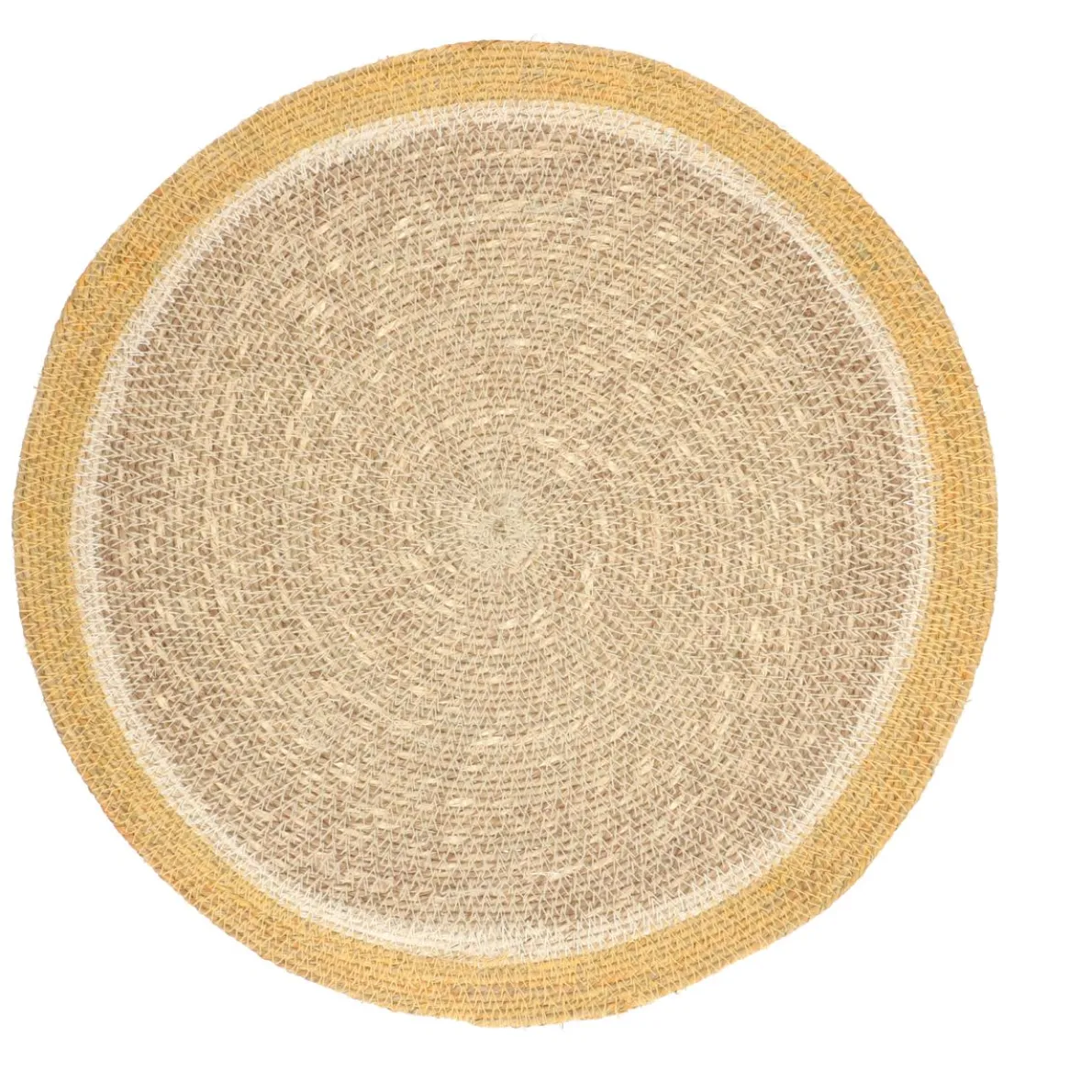 Placemat naturel, zeegras, gele rand, Ø38 cm