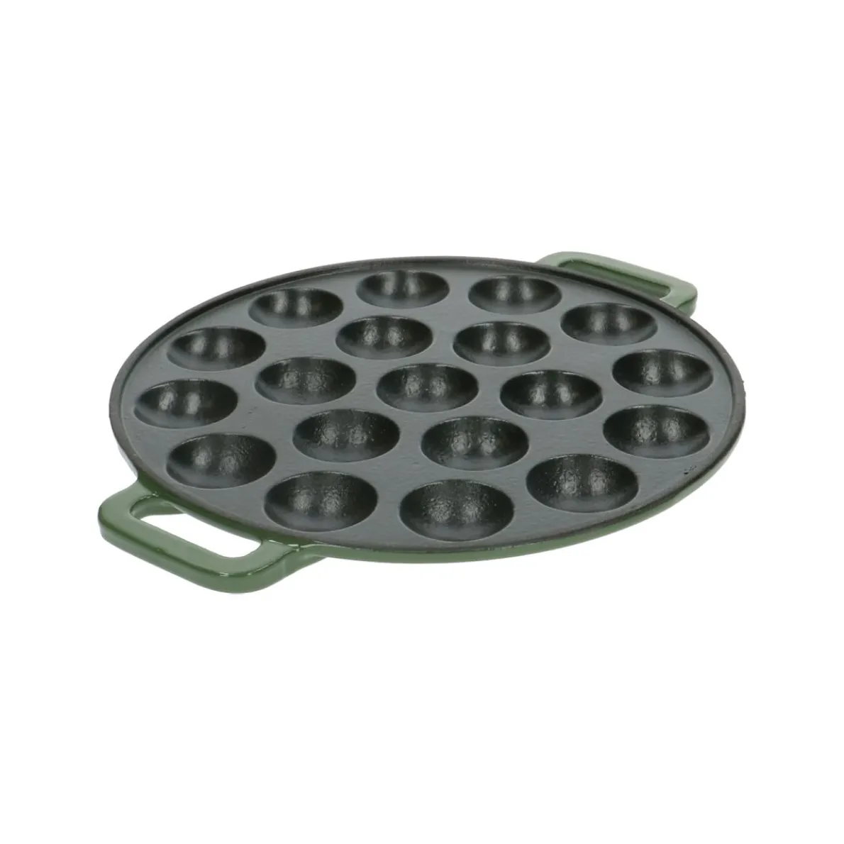 Poffertjespan, gietijzer, groen