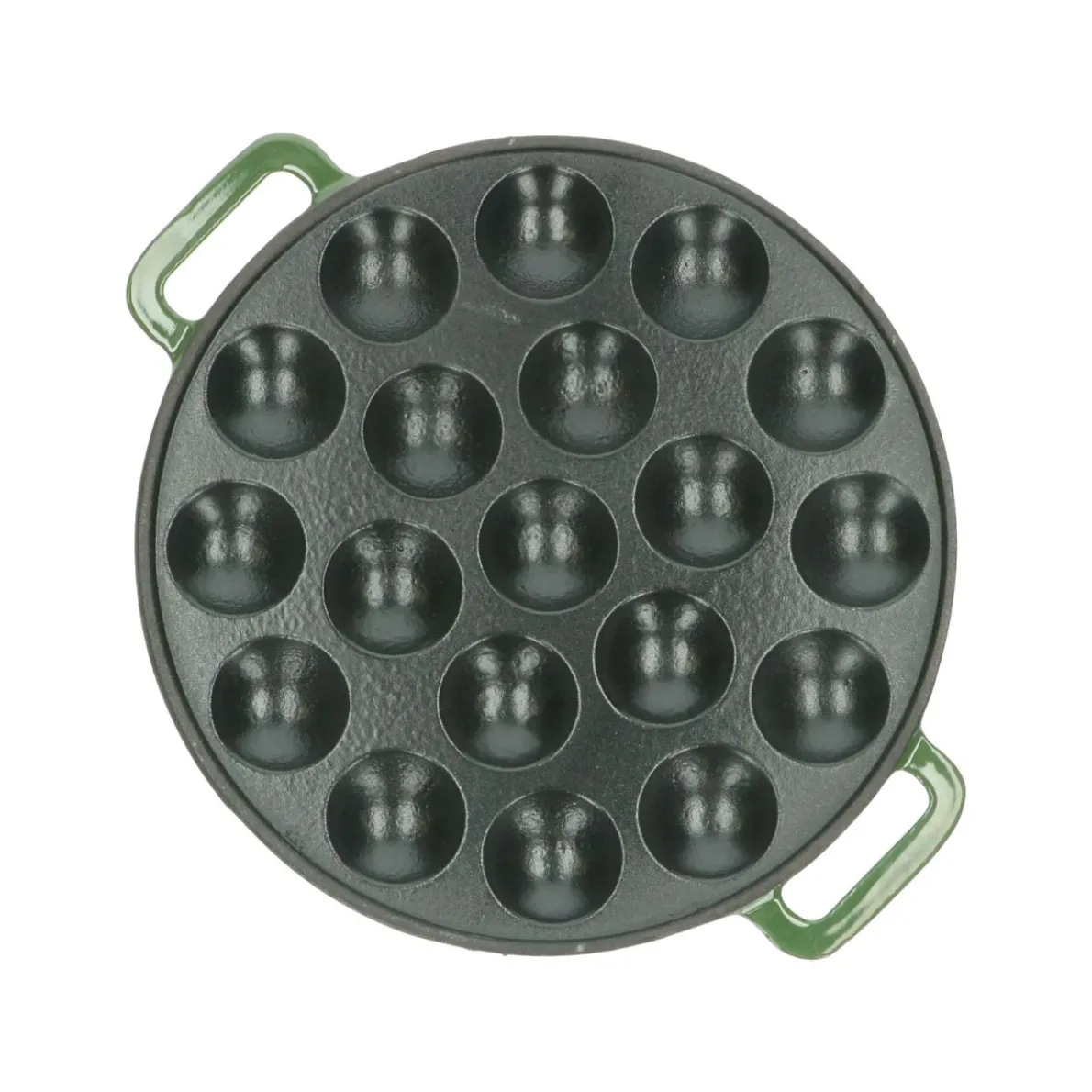 Poffertjespan, gietijzer, groen