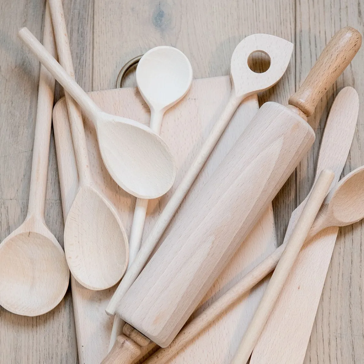 Pollepel, beukenhout, 30 cm