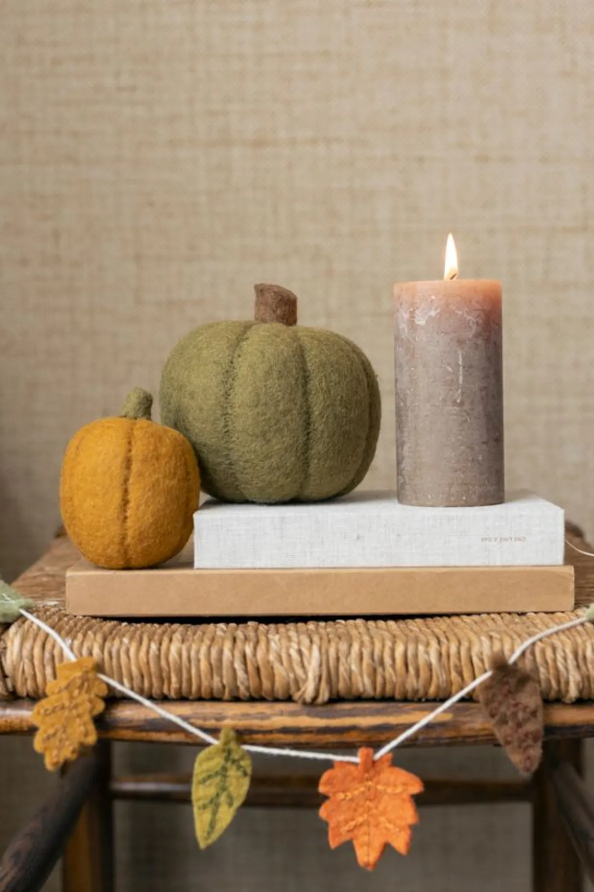 Pompoen, vilt, groen, ca. 12 cm