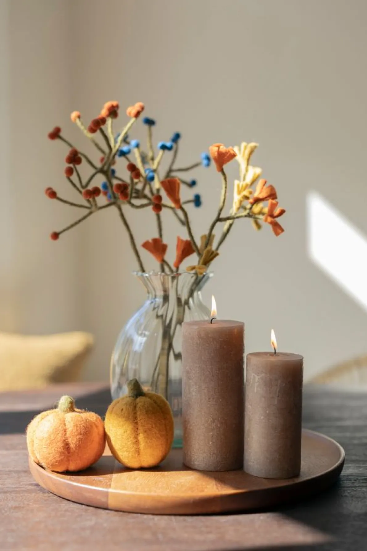 Pompoen, vilt, oranje, ca. 8 cm