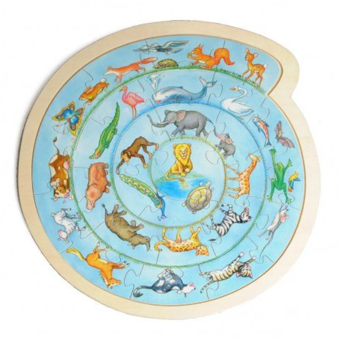 Puzzel dieren, rond