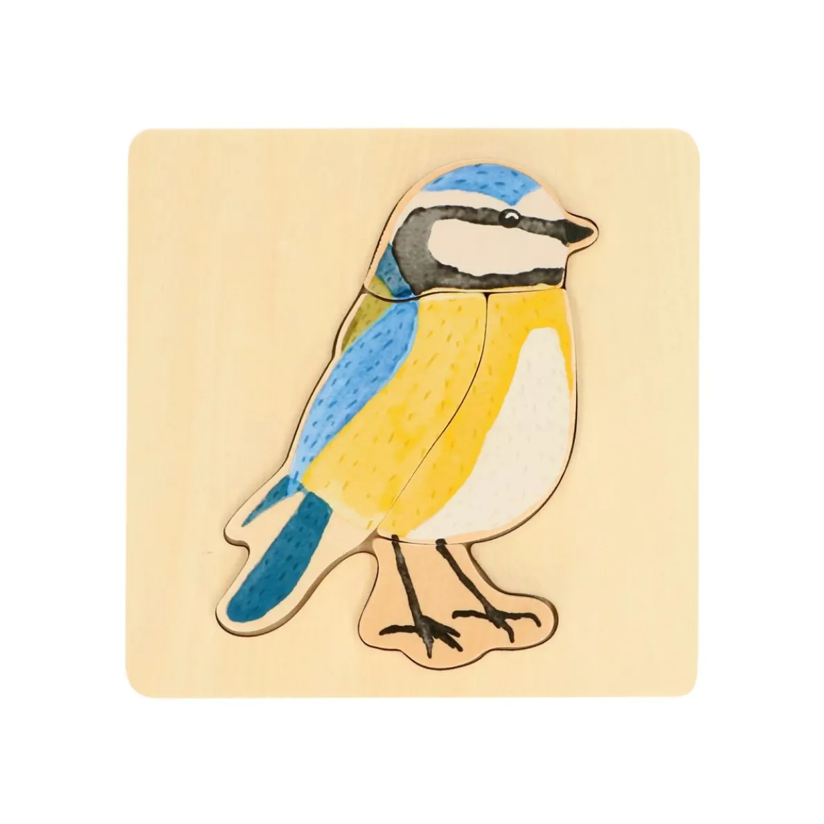 Puzzel pimpelmees, vier stukjes, hout