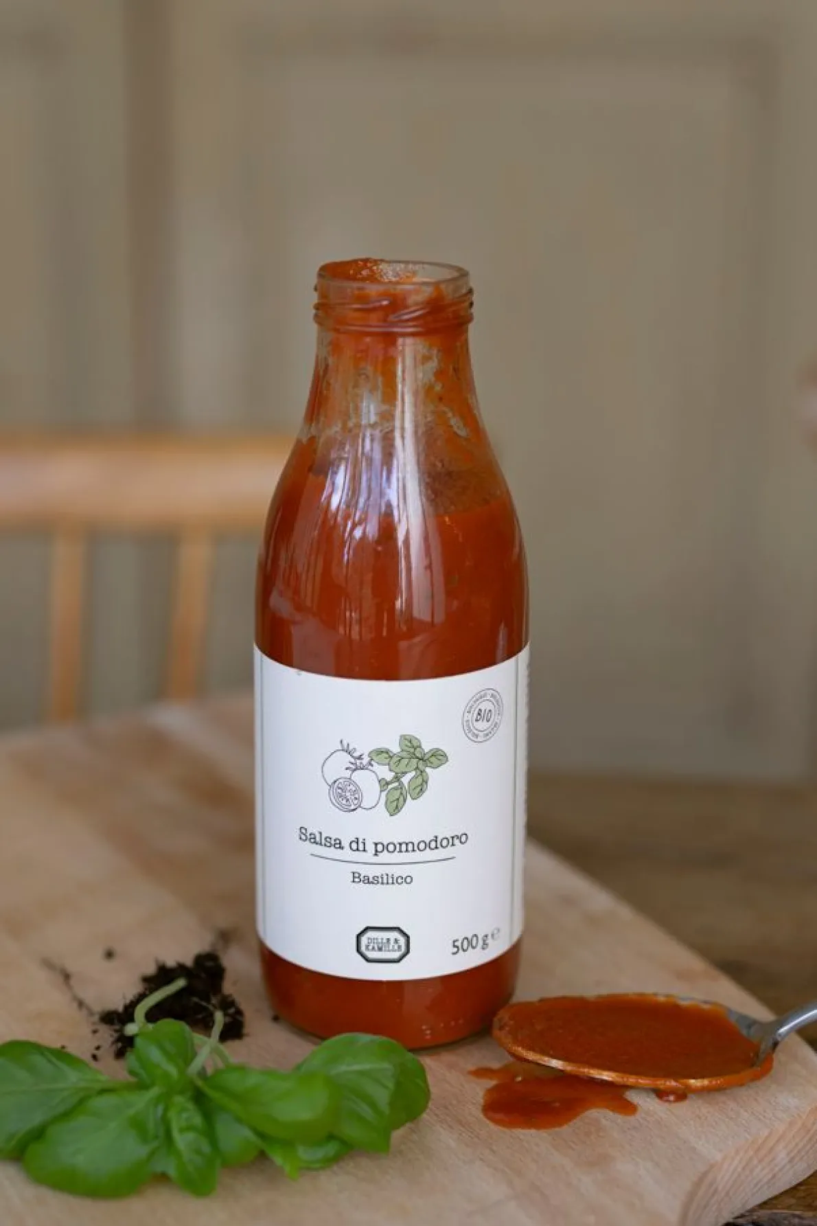 Salsa di pomodoro, basilico, 500 g, biologisch