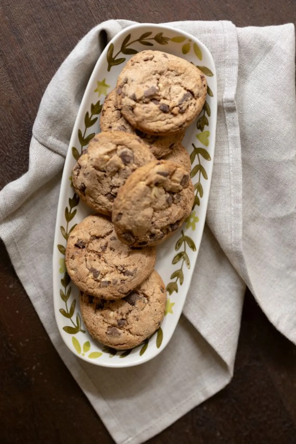 Schaal decoratief, steengoed, groen, 25 X 11.5 X 2.5 cm