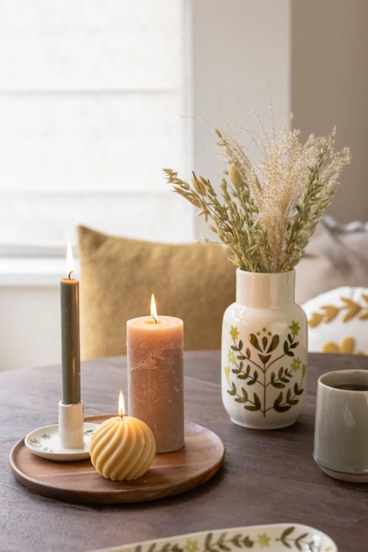 Schaal decoratief, steengoed, groen, 25 X 11.5 X 2.5 cm