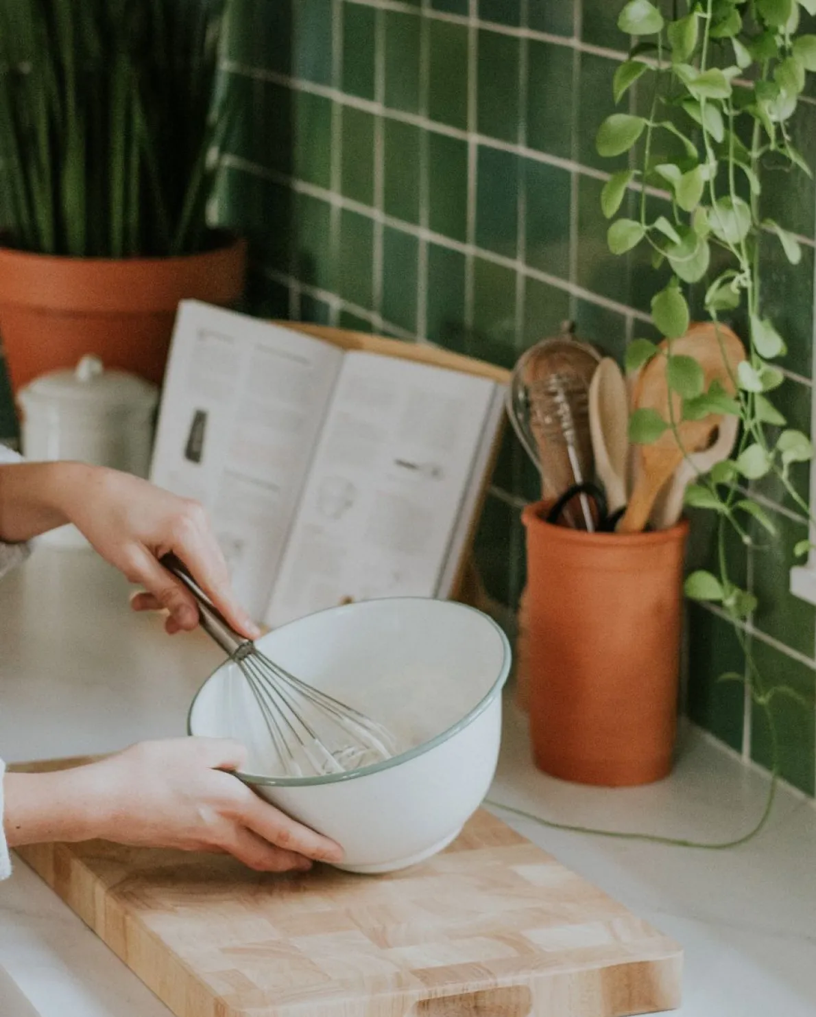 Schaal, emaille, groengrijs/wit, Ø 21,5 cm