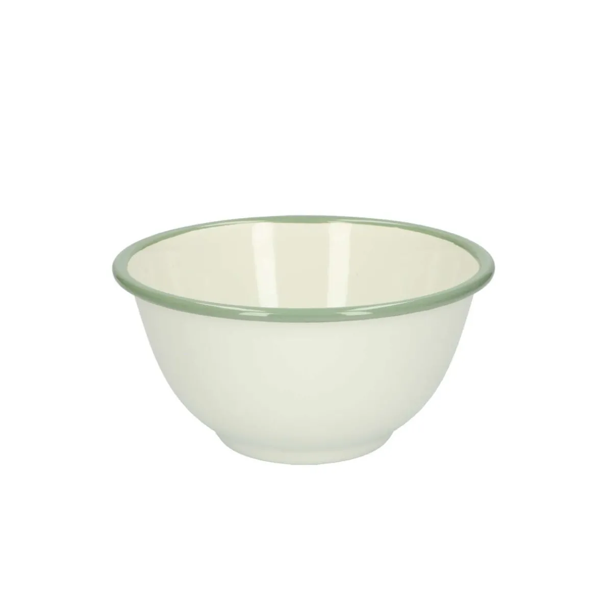 Schaal, emaille, groengrijs/wit, Ø 15 cm