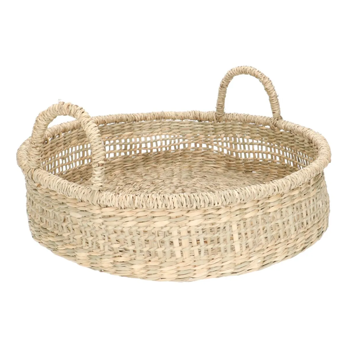 Schaal, zeegras, open, 2 handvatten, Ø40 X H10 cm