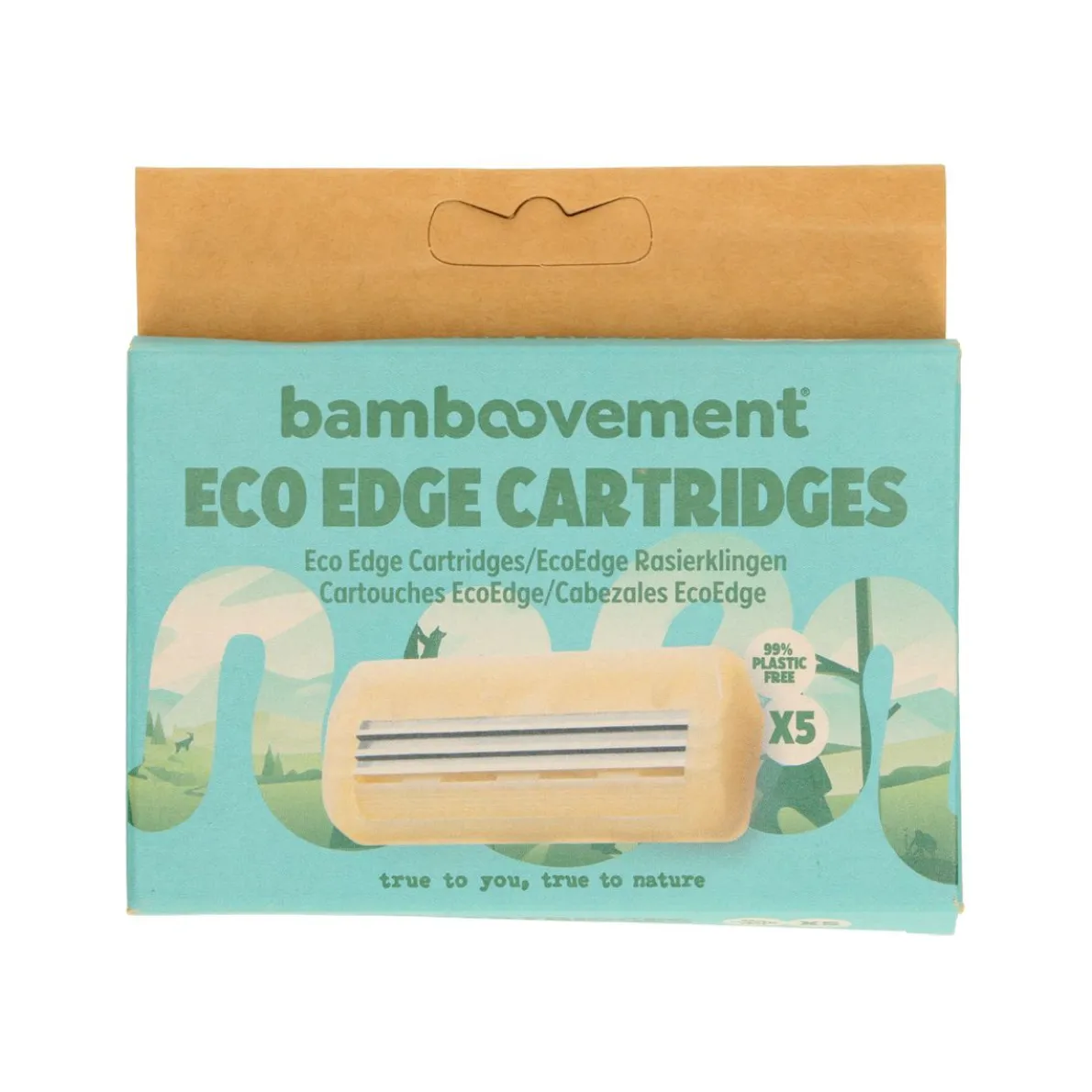 Scheermesjes, navulling scheermeshouder bamboe handvat, 5 stuks