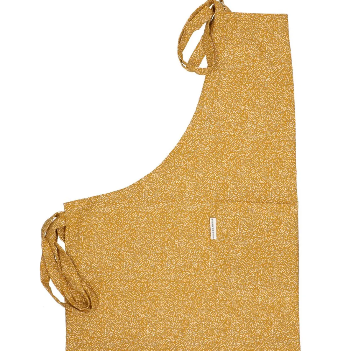 Schort, bio-katoen, okergeel gespikkeld