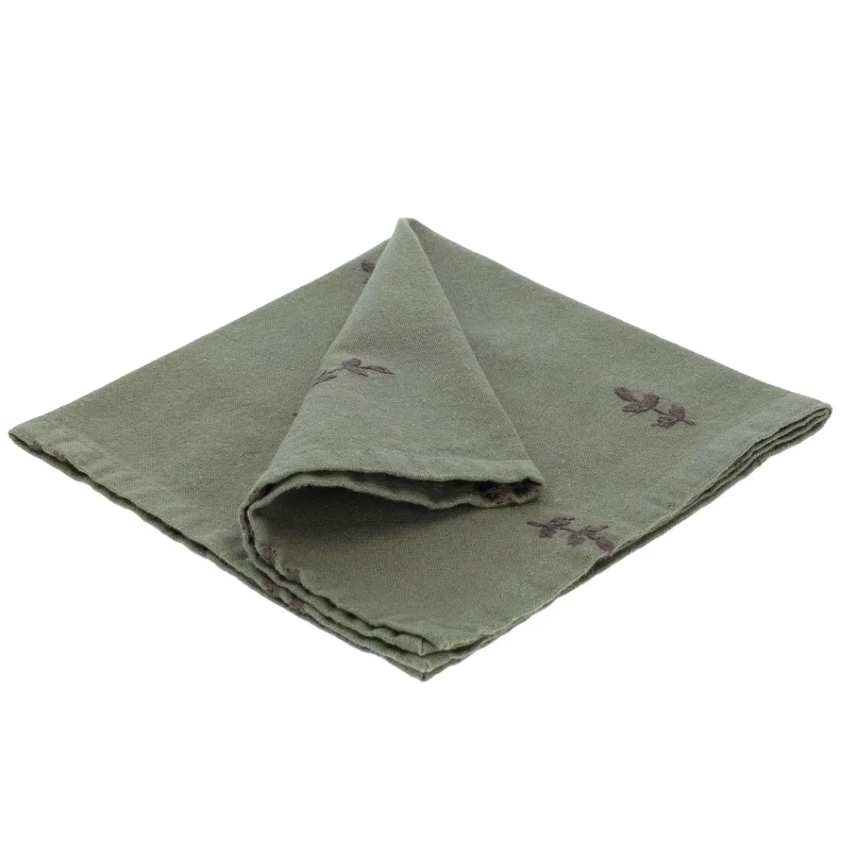 Servet, GOTS bio-katoen, geborduurde takjes, 40 x 40 cm
