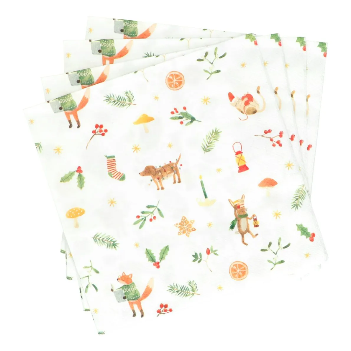 Servetten, papier, kerstdieren, 33 x 33 cm, 20 stuks