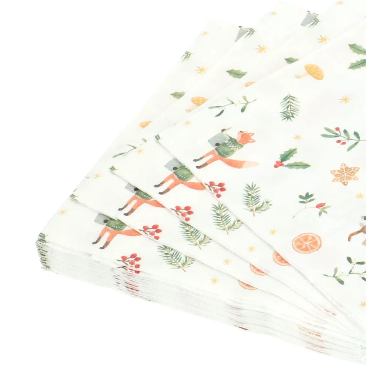Servetten, papier, kerstdieren, 33 x 33 cm, 20 stuks