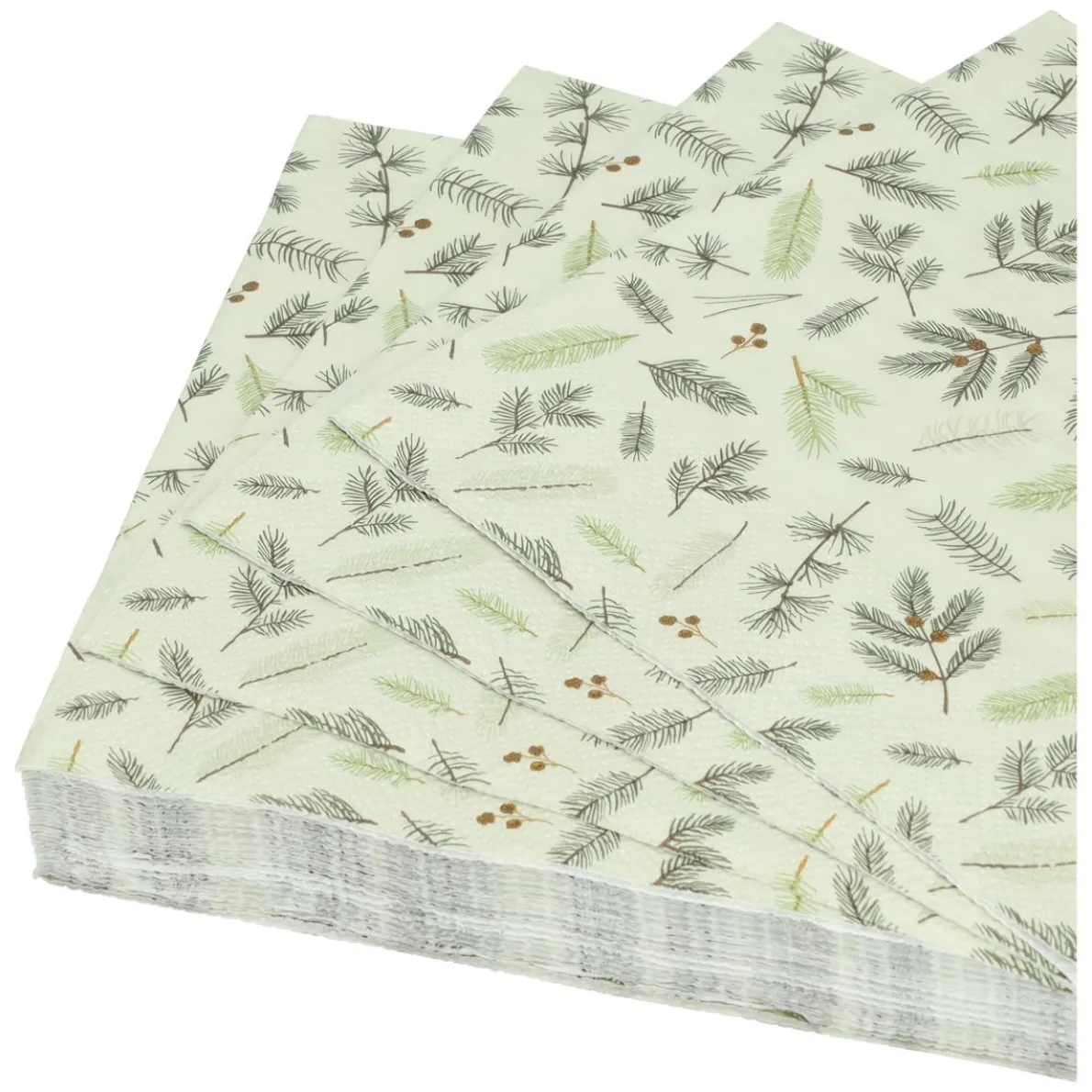 Servetten, papier, kerstgroen takjes, 33 x 33 cm, 20 stuks