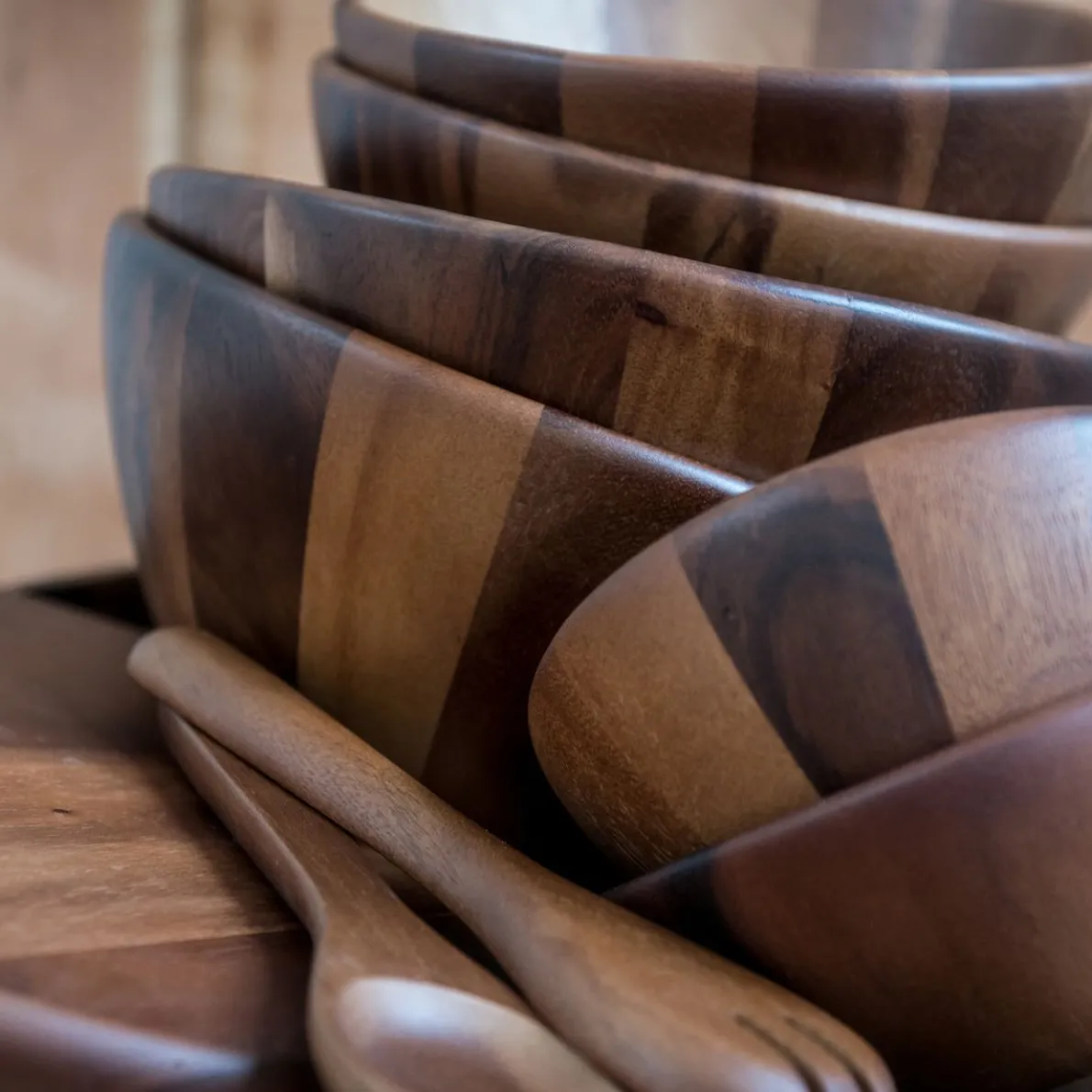 Slabestek, 2-delig, acacia, bol