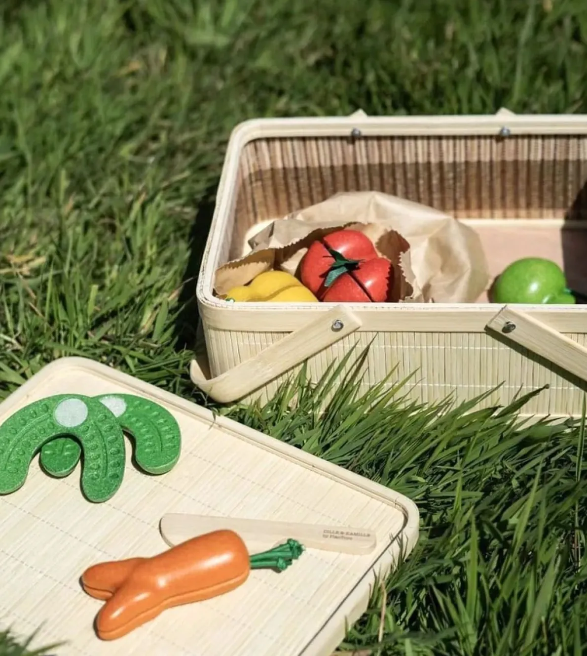 Snijsetje krom fruit en groente, rubberhout, 18m+