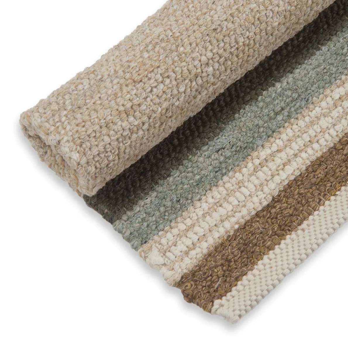 Tapijt, gerecycled katoen, beige streep multicolor, klein