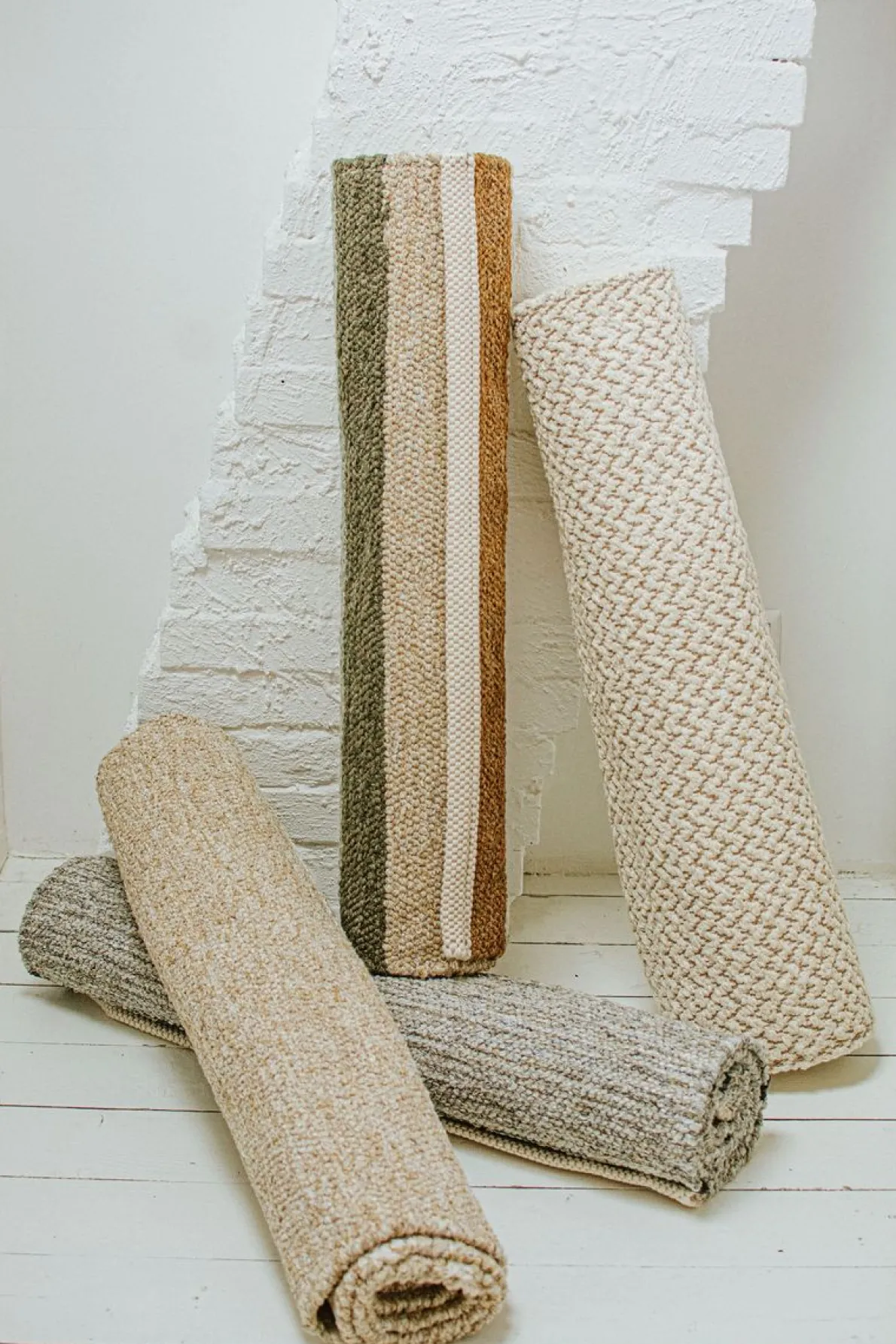 Tapijt, gerecycled katoen, wit, klein, 60 x 90 cm